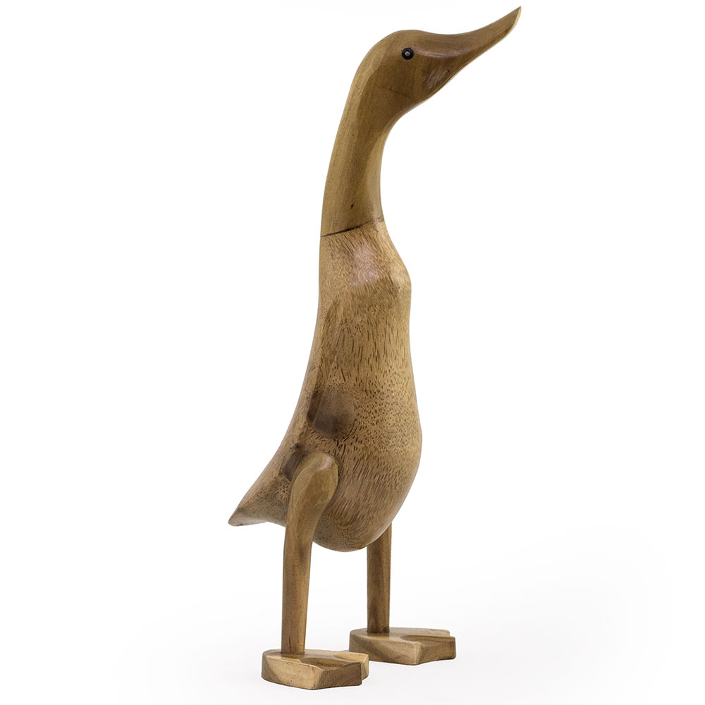 Rustic Wooden Duck Ornament Figurine Charming Vintage Shabby Chic Bamboo