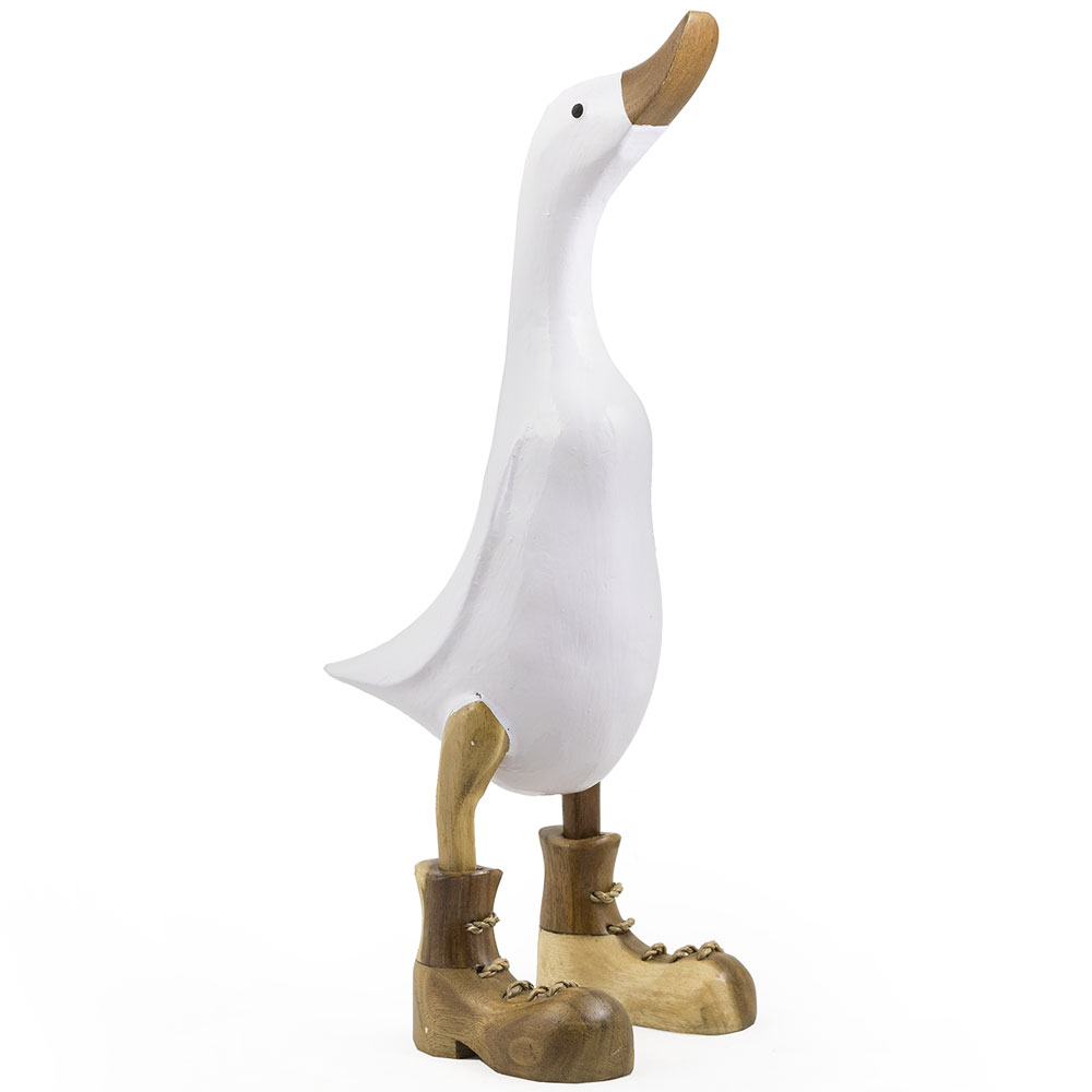 White Wooden Duck Ornament Hand Carved Vintage Shabby Chic eBay