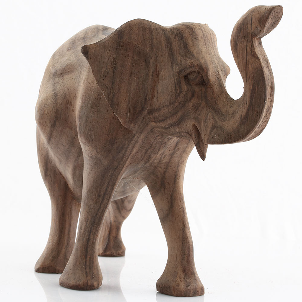 Medium Natural Wooden Elephant Animal Ornament Decoration Gift eBay